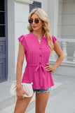 SOLID COLOR BUTTON LOOSE T-SHIRT