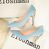 METAL FLOWER POINTED HIGH HEELS WEDDING SHOES
