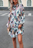 PRINTED LONG-SLEEVED SHORT DRESS