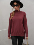 FASHION SOLID COLOR HIGH NECK SWEATER