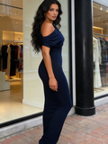 Off The Shoulder Long Spandex Maxi Party Dress