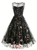 Floral A Line Scoop Party Dress