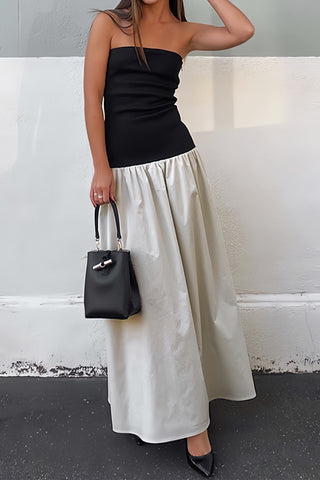 Black and Ivory Sophisticated Midi Gala Dress