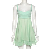 Touch of Spring Green Flounce Mini Dress