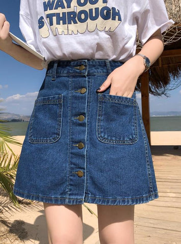 Denim Skirt High Waist A-line Mini Skirts Women