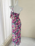 Vibrant Floral Print Ruffles Maxi Beach Dress