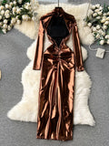 Copper Shine Maxi Dress