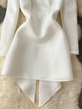 Long Sleeve Stylish White Dress