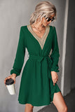 Fashion V-neck Lace Long Sleeve Dress