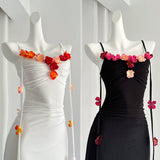 Sheer Layers Floral Embellished Evening Dress