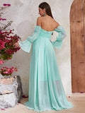 Fantasy Serenade Off-Shoulder Green Maxi Dress