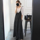Slant Pockets Tie Shoulder Polka Dot Jumpsuit