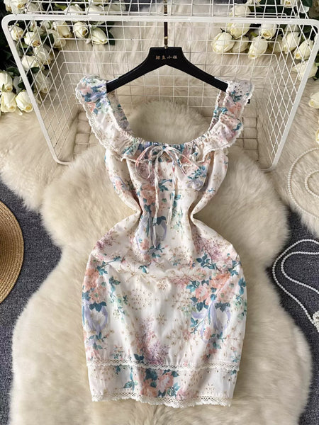 Spring Blossom Delicate Floral Ruffled Dress