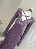Vintage-Inspired Dusty Purple Lace Maxi Dress