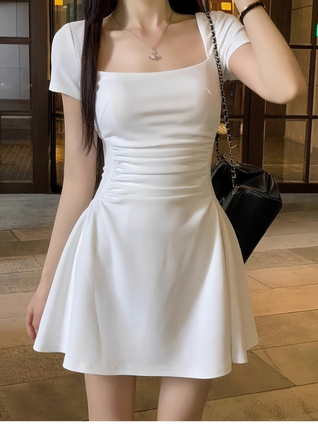 Transcendent White Elegant Fit and Flare Dress