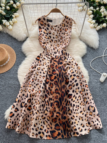 Bold Fit-and-Flare Leopard Print Dress