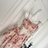 Wild Rose Holiday Fairy Irregular Red Floral Dress