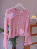 Ruffles Flowers Butterfly Pink Sweater