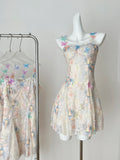 Butterfly Floral Print Spaghetti Strap Mini Dress