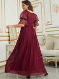 Pink Short Sleeve Chiffon Party Dress