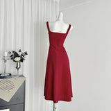 Beautiful Red Sleeveless Mid-Calf Dress