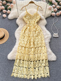 Hollow Embroidery Mesh Overlay Cami Dress