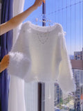Fuzzy Ribbon Cozy Pink Sweater