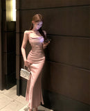 French socialite slim fishtail dress with shimmering backless