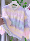 Soft Knit Fuzzy Dreamy Pastel Rainbow Sweater