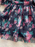 Midnight Rose Puff-Sleeve Dress