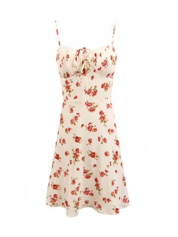 Ivory Whisper Floral Tie-Front Dress