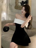 Chic Elegance Monochrome Off-Shoulder Dress