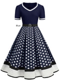 Polka Dot 1950s Style Short Sleeves Rockabilly Vintage Dress