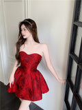 French tube top dress temperament fried street fluffy skirt