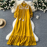 Tassel Tie Lace Blue Maxi Dress