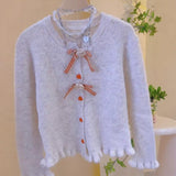 Playful Gingham Bows White Sweater