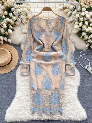 Ornate Elegance Embroidered Sheath Dress