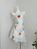 Tie Straps Chic Summer Style White Floral Dress