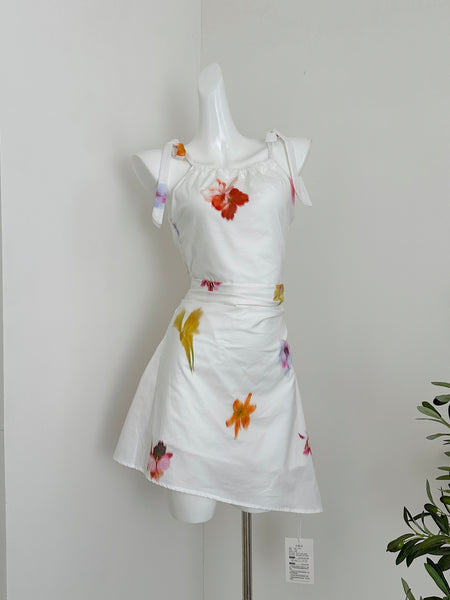 Tie Straps Chic Summer Style White Floral Dress