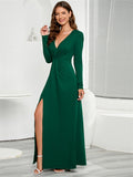 Deep V-Neck and Slit Chic Wrap-Style Maxi Dress