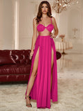 Lavender High-Slit Embellished Evening Dress