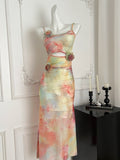 Floral Bohemian Vibe Tie Dye Maxi Dress