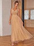 Golden Ebullience Tulle Evening Dress