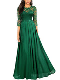 A Line Half Sleeve Green Lace  Maix Party Dress