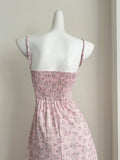 Delicate Floral Prints Light Pink Slip Dress