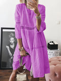 White Lace Long Sleeve Hollow Maxi Dress