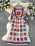 Colorful Mosaic Handcrafted Crochet Maxi Dress