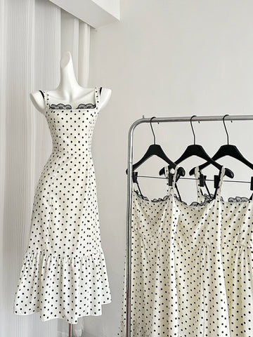 Lace Ceremoniously Captivating Polka Dot Dress
