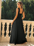 Black Halter Chiffon Formal Dress With Slit