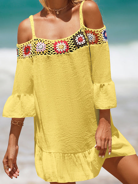 Floral Enchantment Backless Mini Beach Dress
